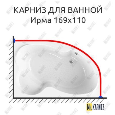 Карниз для ванной Vannesa Ирма 169х110 Усиленный 20 мм MrKARNIZ