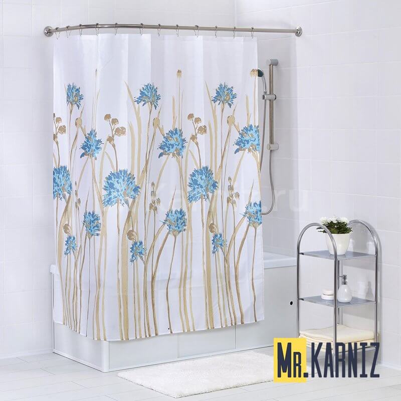 Штора для ванной Flowers Blue