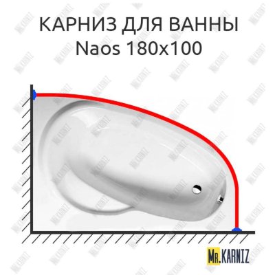 Карниз для ванны Alpen Naos 180х100 Усиленный 20 мм MrKARNIZ
